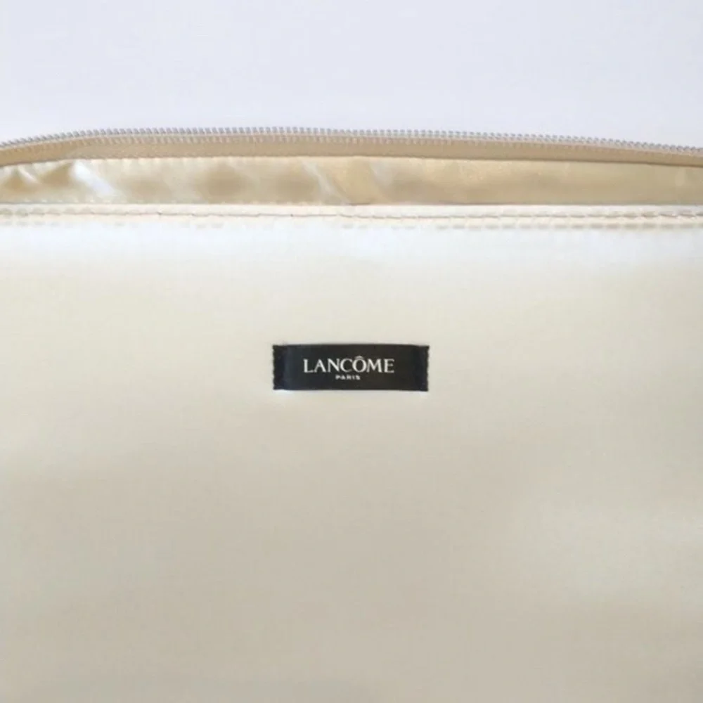 New! Lancome Gold Shiny Makeup Box Tote Bag, Handle, Zipper - Holiday